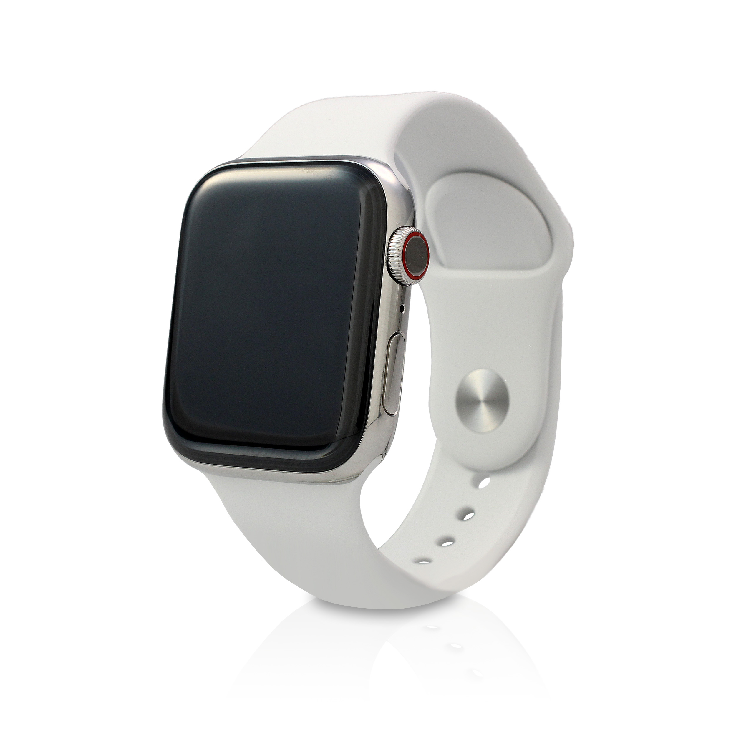 Apple - Apple Watch Series 4 40mm (GPS+Cellular) Silber Edelstahl Weißes Armband